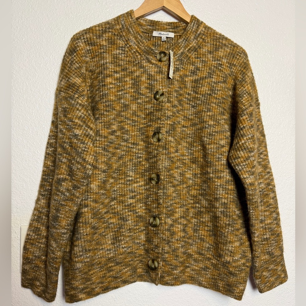Madewell Winstead Space Dye Relaxed  Button-Up Cardigan Butterscotch Medium NWT
